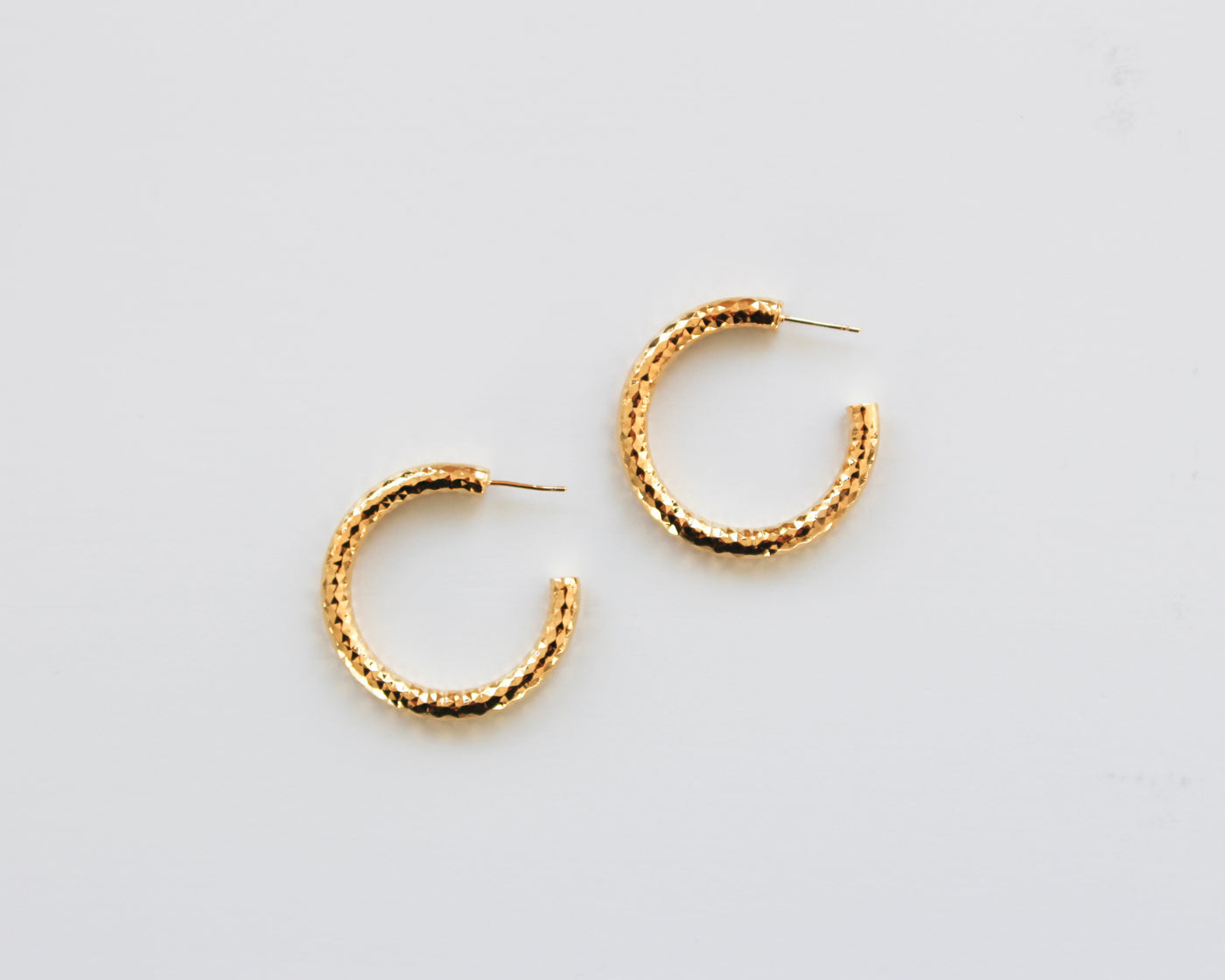Thick Hammered Gold Hoop Earrings