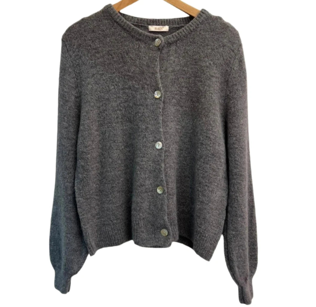 Dark Grey Alpaca<br>Buttoned Cardigan