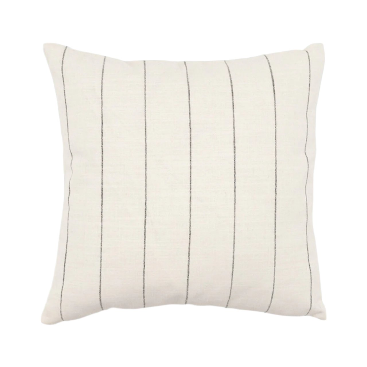 22x22 Square White Linen Pillow with Thin Charcoal Stripes