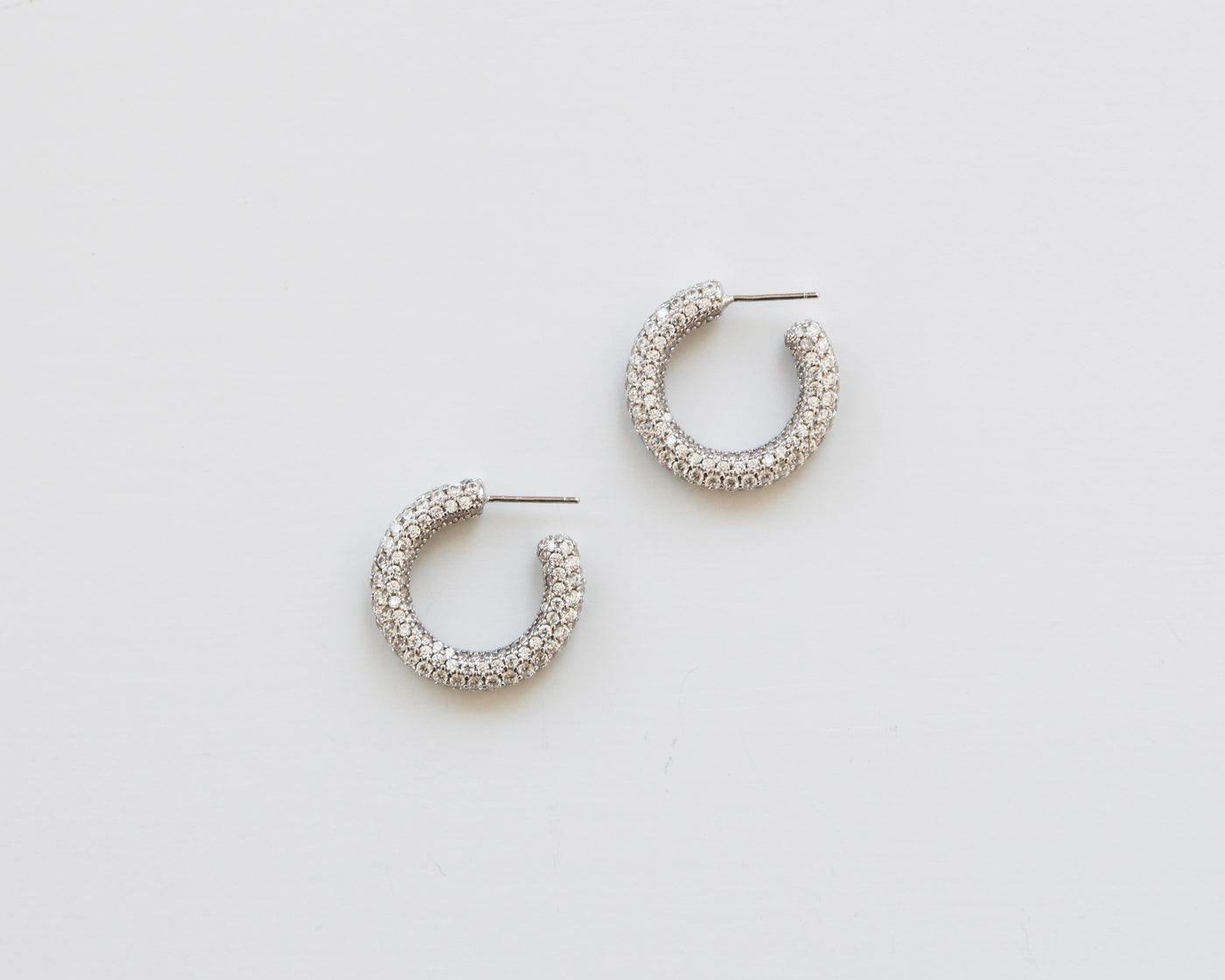 Thick Silver Pave Hoops