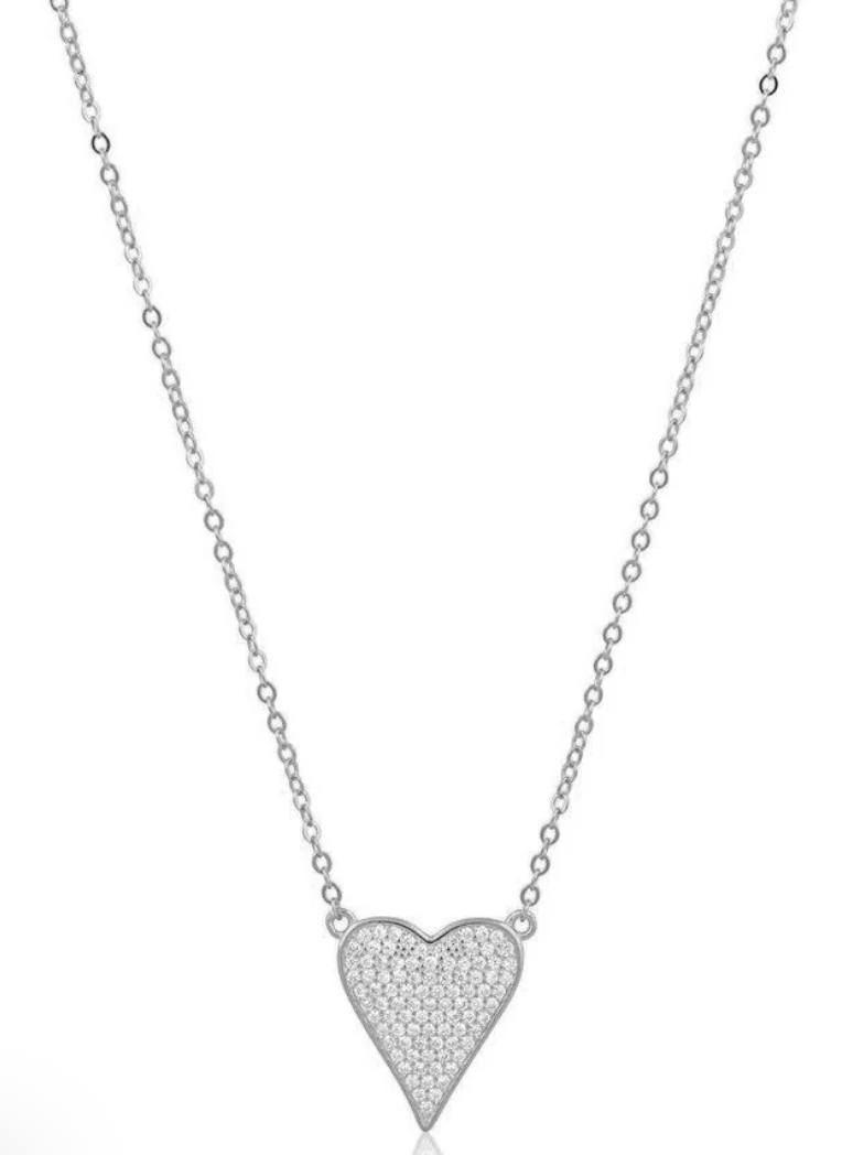 Silver Necklace with Cz Heart