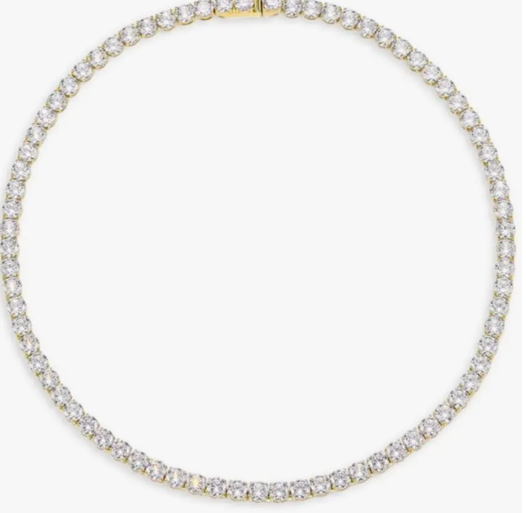 Gold Tennis Necklace with CZ Circular Stones