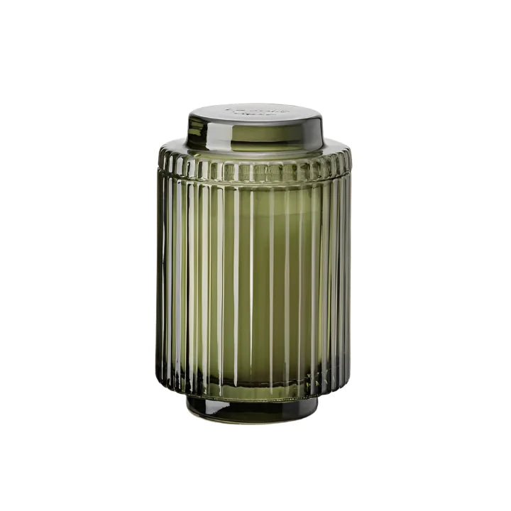 11oz Ribbed Glass<br>Candle with lid<br>Mandarin Matcha